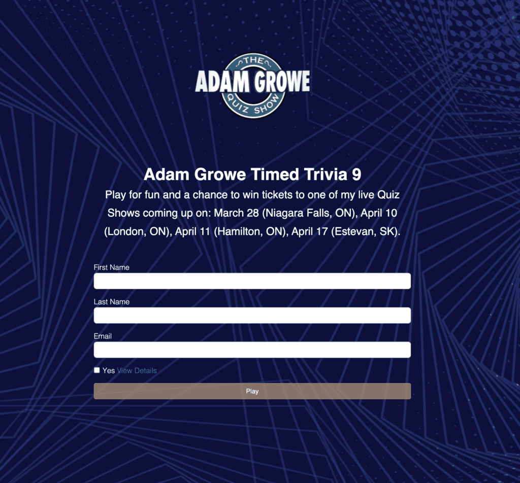 Adam Growe's Timed Trivia Online Game