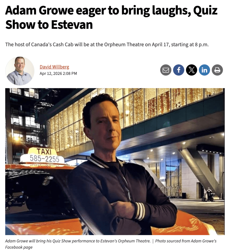 Adam Growe, host of Cash Cab, interview in SaskToday
